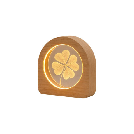 Lámpara veladora vidrio y madera 8x8cm Trebol