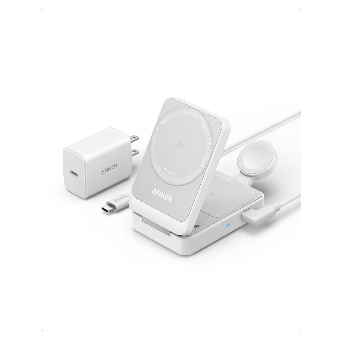 Cargador Inalámbrico Anker MagGo 3 en 1 Plegable White 