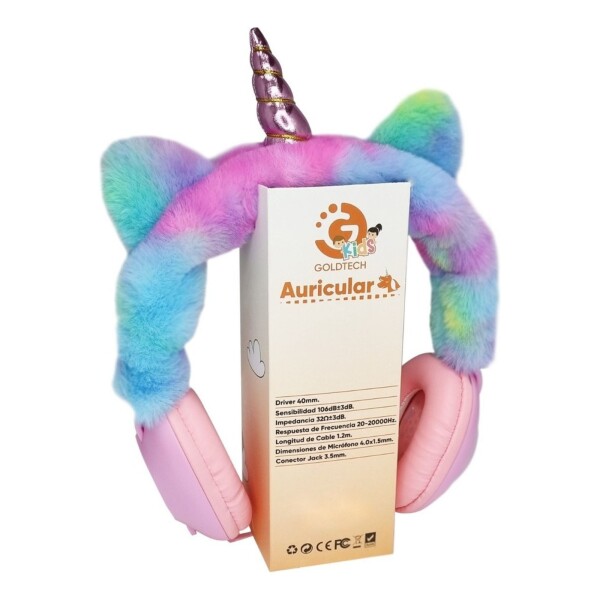 Auricular Vincha Cableado Unicornio Afelpado Orejas Infantil Auricular Vincha Cableado Unicornio Afelpado Orejas Infantil