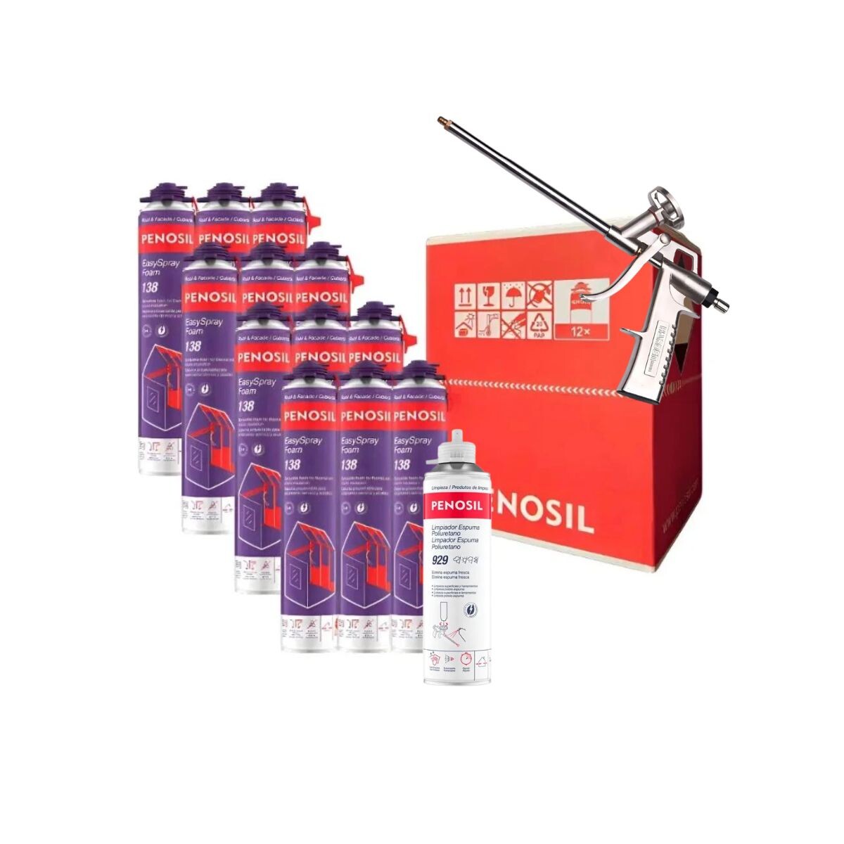 Kit 12 Espumas Proyectabel Penosil+ Limpiador + Pistola 