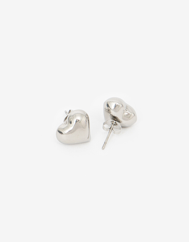 Aros Pasantes Metal Aros Pasantes De Acero Corazón - Plateado