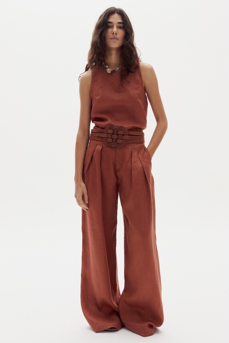 Pantalón Lara en Lino Hazelnut
