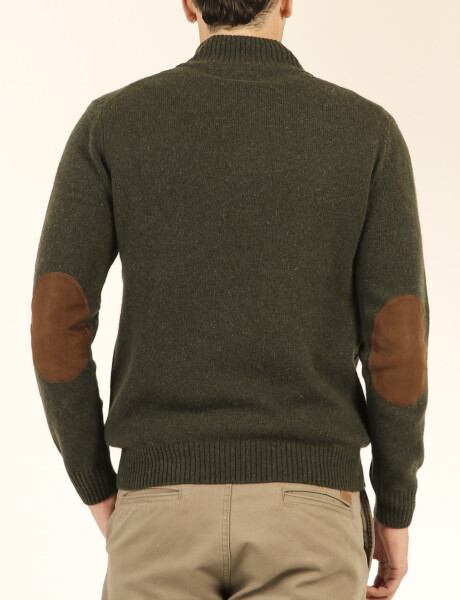 Sweater C/ Coderas Medio Cierre Harrington Label Verde