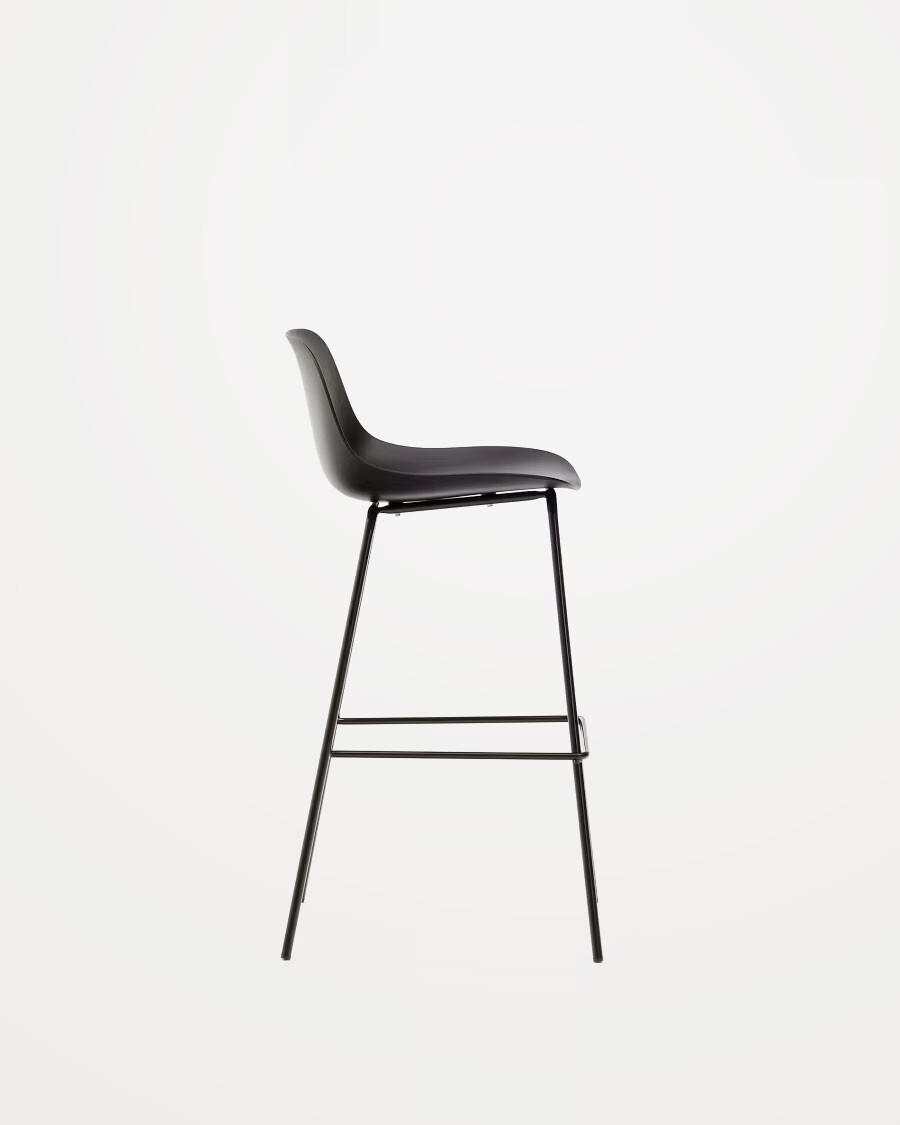 Taburete Altea negro y patas de acero con acabado negro 75 cm