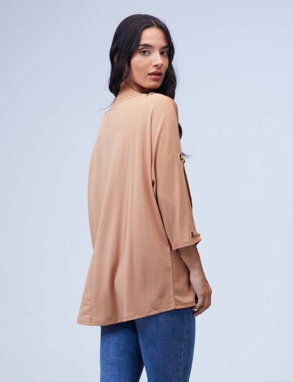 Blusa Oversize Manga Aros TOSTADO