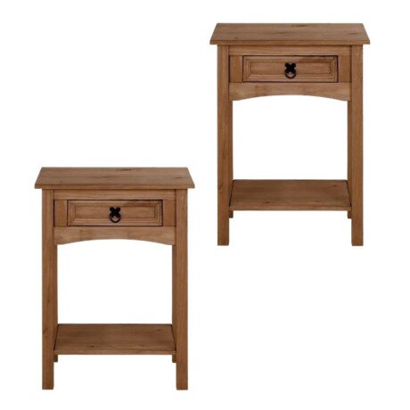 Promo 2 Mesa de Luz 1 Cajón Línea Naturale ROBLE