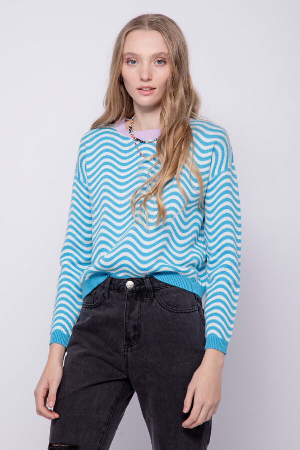 SWEATER WAVES Azul Claro