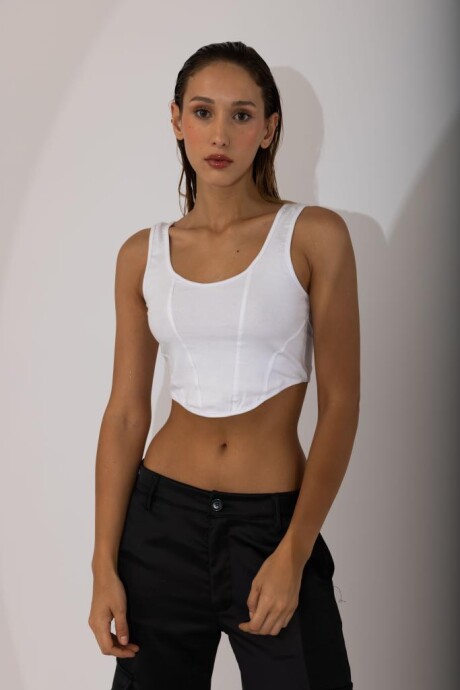 Top algodón blanco tipo corset Top algodón blanco tipo corset