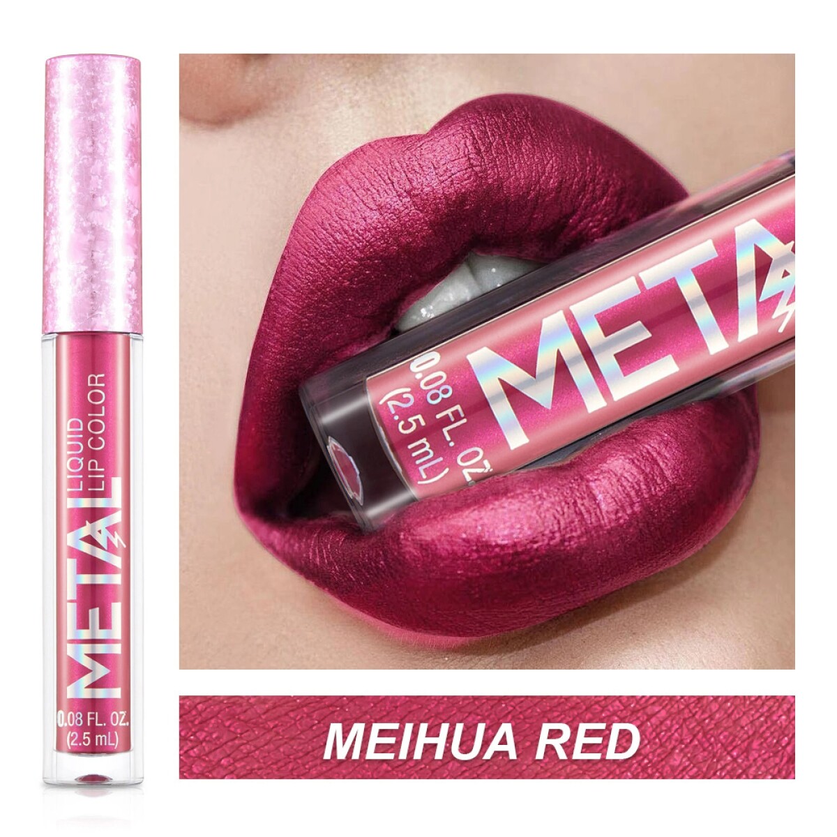 Labial líquido metalizado - Mei Hua Red 