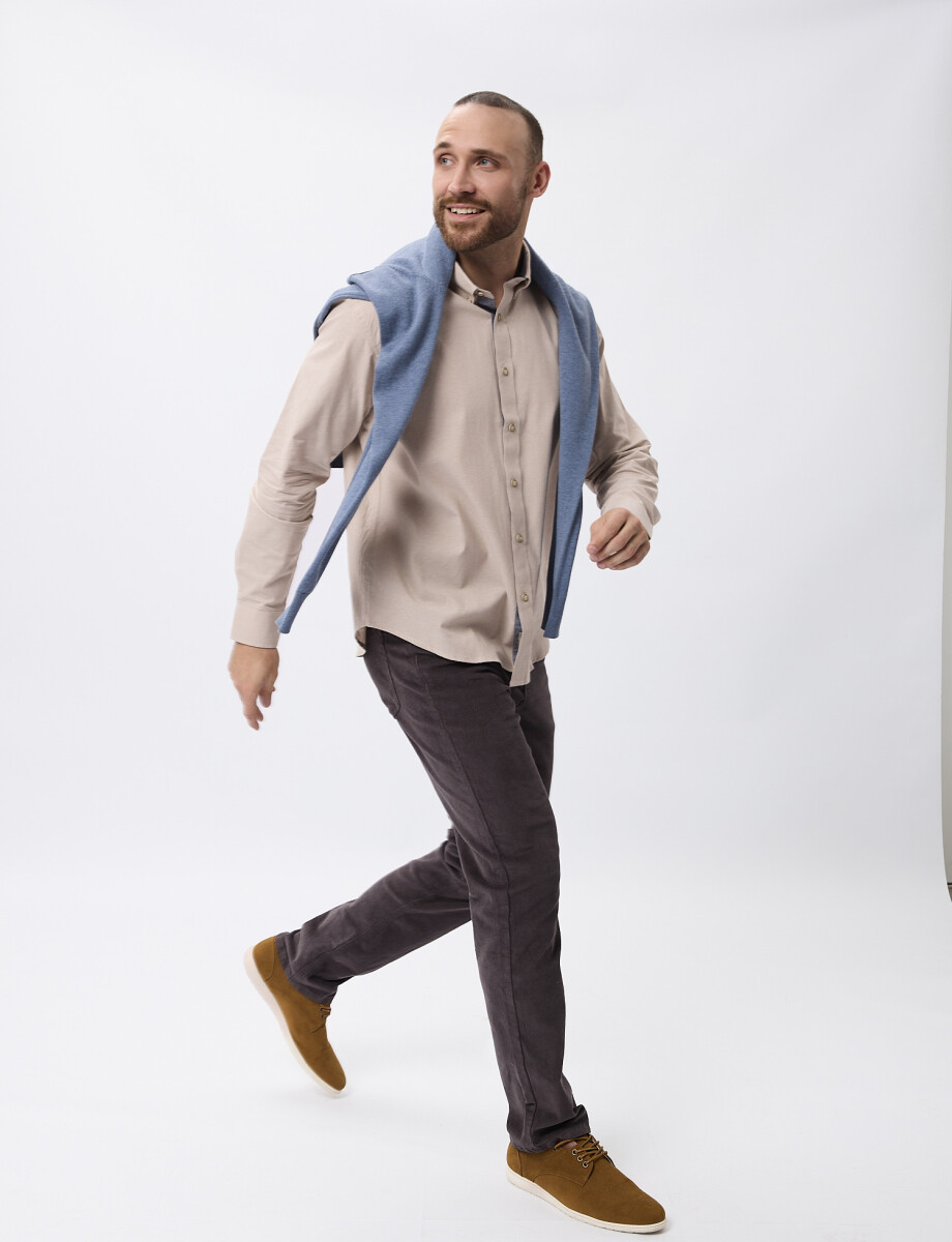 Camisa m/l tramada beige