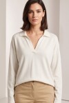 REMERA M/L CUELLO POLO BLANCO