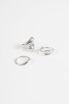 Set de 3 anillos curvo plateado