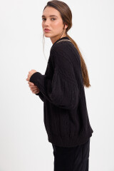 Sweater Trenzado Negro/Vison