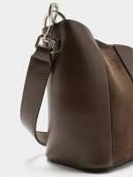 Bolso Bombonera Contraste De Texturas marron
