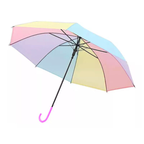 Paraguas Largo Infantil con Diseño Arco Iris para Lluvia Rosa