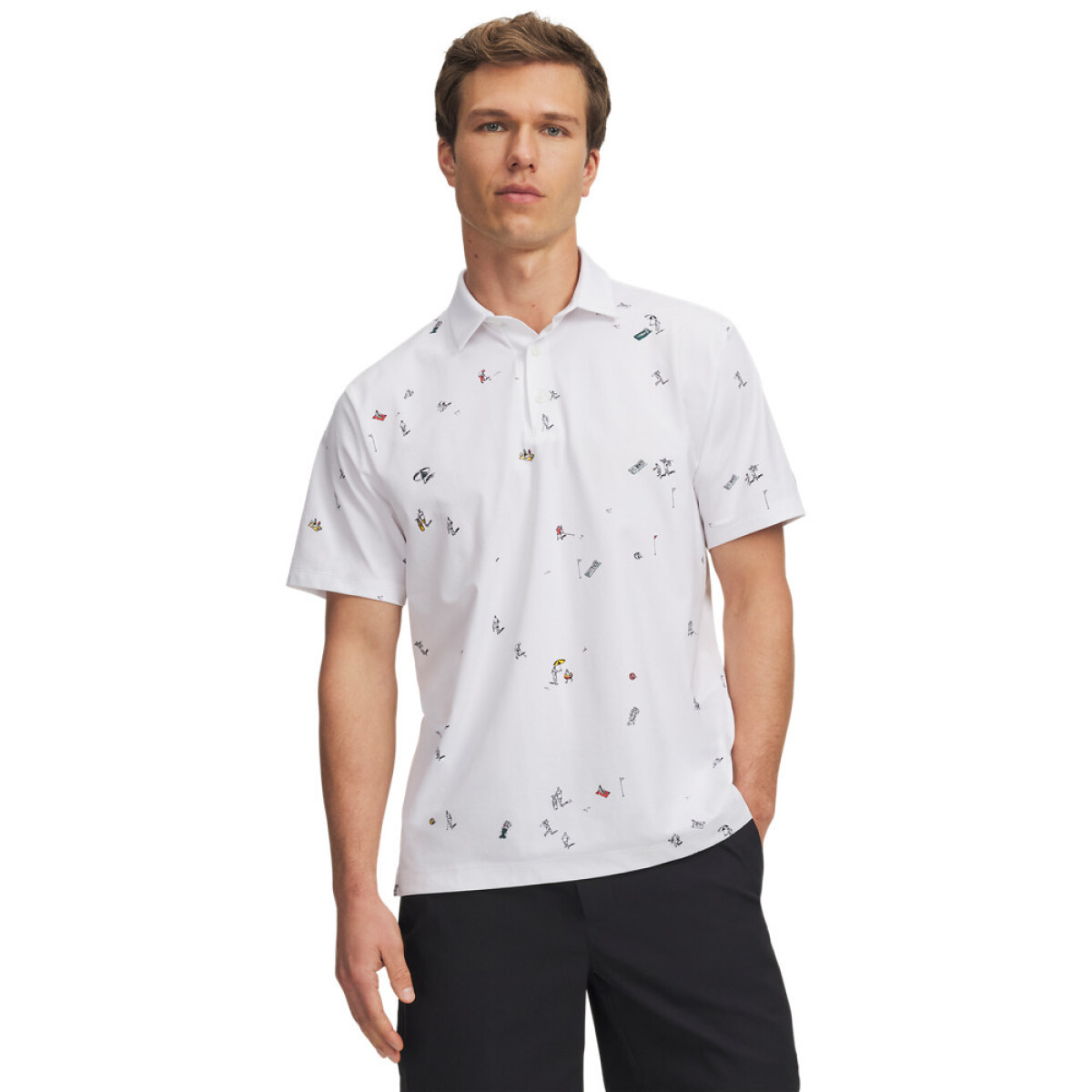 UA ArmourDry Printed Polo-WHT - WHT-101 