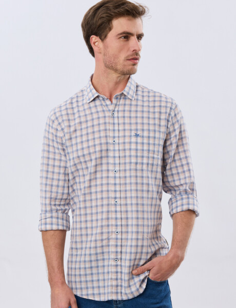 CAMISA CUADROS DE LINO Rosa