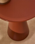 Mesa auxiliar Wilshire vidrio templado glaseado y acero acabado pintado terracota mate Ø35cm Mesa auxiliar Wilshire vidrio templado glaseado y acero acabado pintado terracota mate Ø35cm