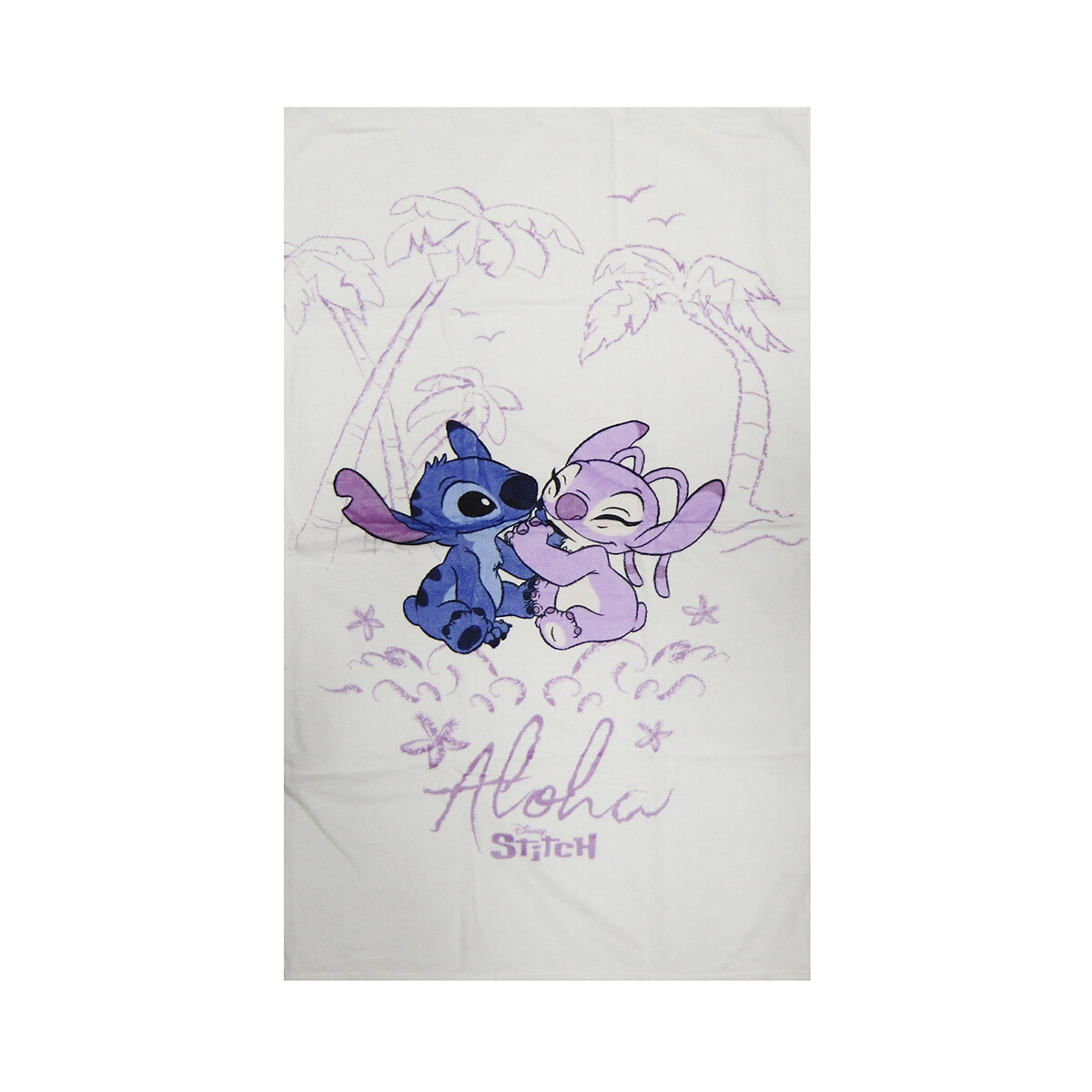 Toalla Infantil Playera Velour Stitch 70 x 130 cm 100% Algodón - BLANCO 