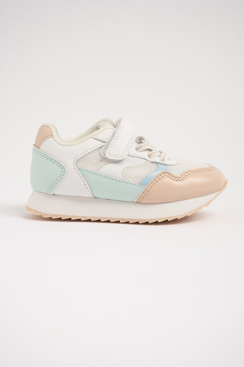 Zapatilla con velcro combinada Blanco