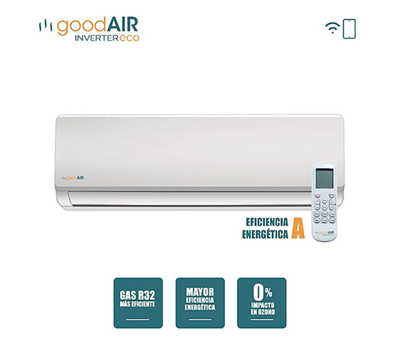 AIRE ACOND. Good Air Inverter 9000 BTU SPLIT ECO -clase A” - Sin color 