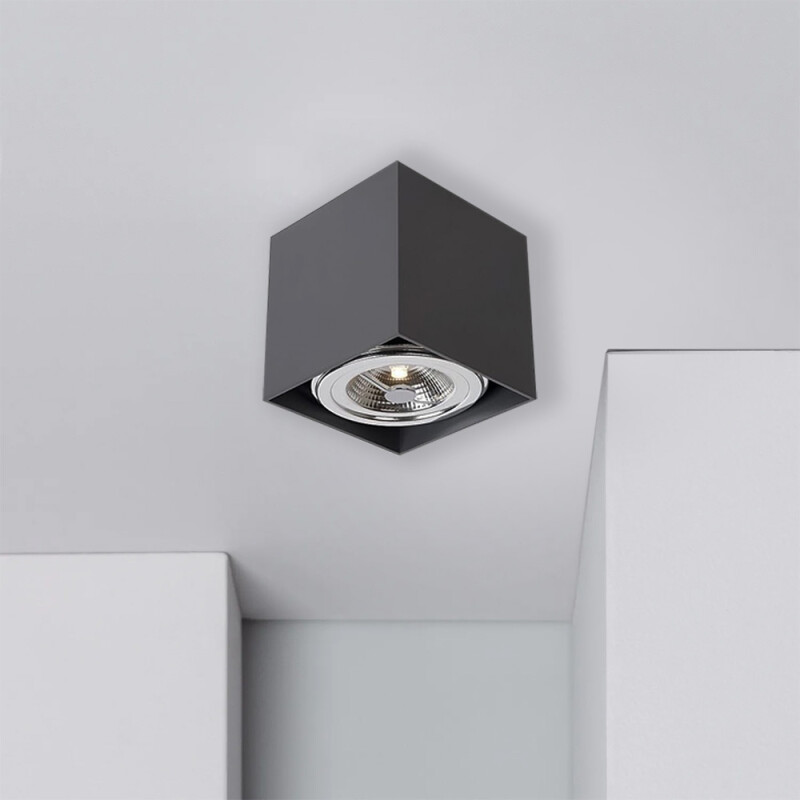 ARTEFACTO LUX DOWNLIGHT CUADRADO PARA AR111 MACHADO - Downlight Lux Cuadrado AR111 Machado Negro