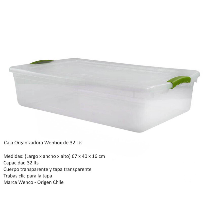 Set x2 Caja organizadora 32 lts Wenbox TRANSPARENTE