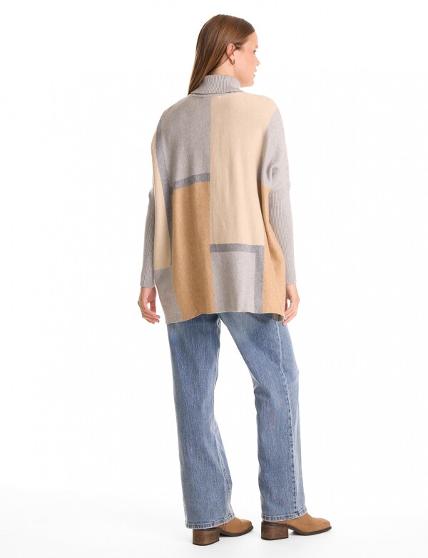 Polera Poncho Oversize MULTI/BEIGE