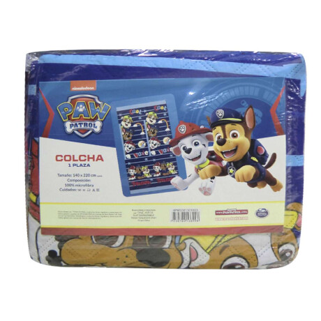 Colcha Infantil Paw Patrol 1 Plaza 100% Microfibra Paw Patrol Chase Azul