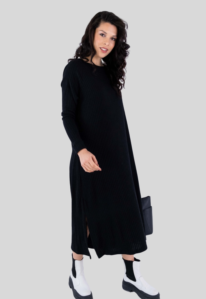 VESTIDO CON TAJOS - NEGRO 