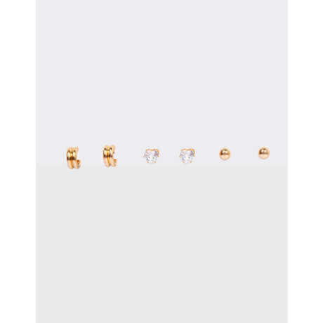 Set De Aros Con Cubic Zirconia Dorado