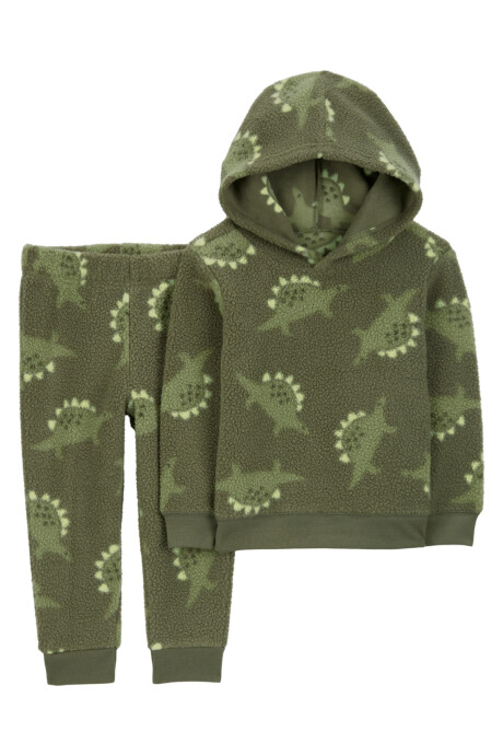 Set dos piezas de micropolar, pantalón y buzo con capucha, diseño dinos Sin color