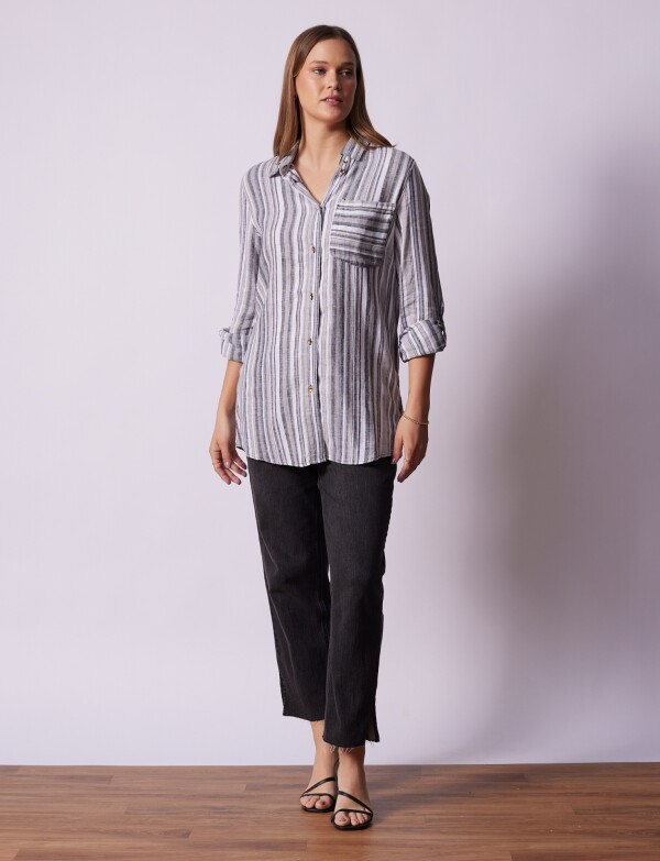 Camisa Lino Lineas GRIS/MULTI