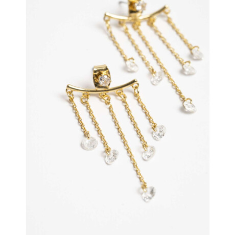 Aros Colgantes Cubic Zirconia Dorado