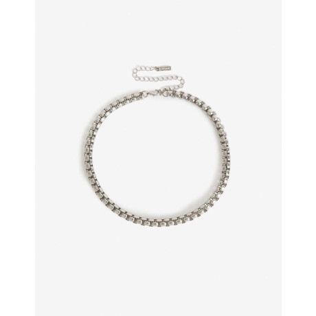 Collar Corto Metal Gold Plateado Rodio