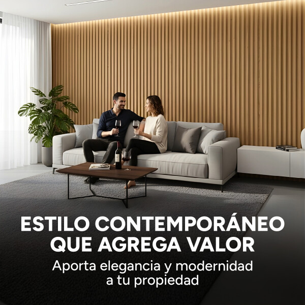 Pack x50 Wpc Simil Madera Wall Panel Lambrin 2.90x16.7 Color Marrón Madera 1