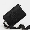 Bandolera Sign en efecto cuero Negro