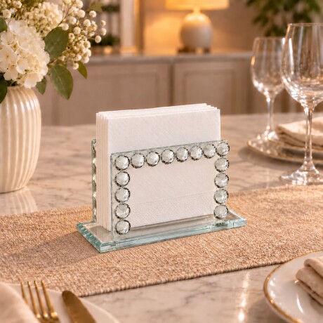 Porta Servilletas De Cristal Alto 9cm x Largo 13cm x Ancho 5cm Porta Servilletas De Cristal Alto 9cm x Largo 13cm x Ancho 5cm
