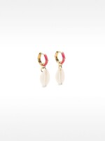 Aros Esmaltados Con Conchas rosa