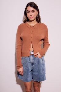 Cardigan Cuello Polo Mocha