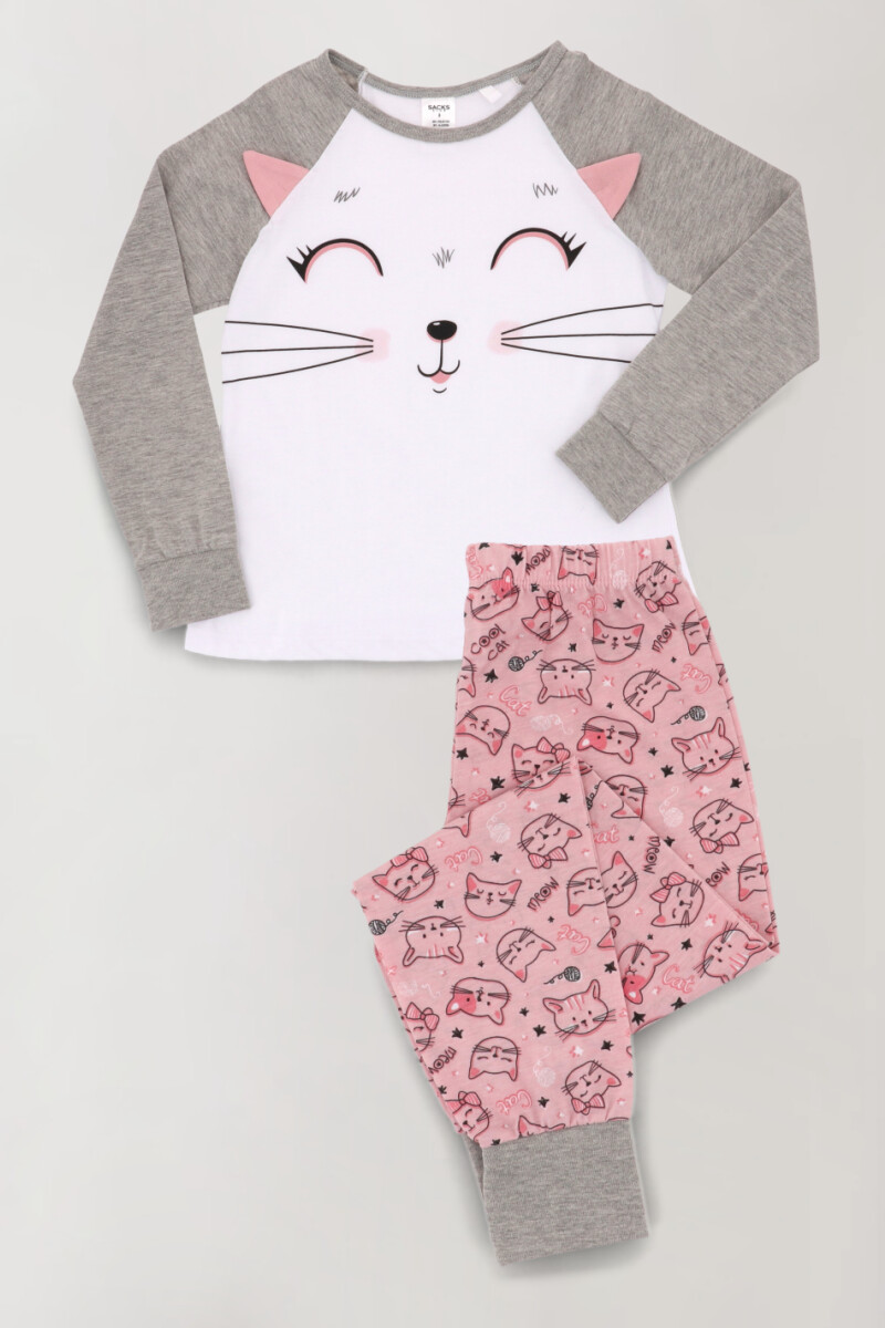 Pijama de niña kats meow Rosado