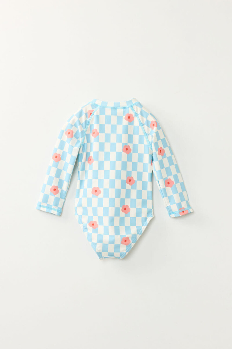 Malla Estampado Damero Celeste