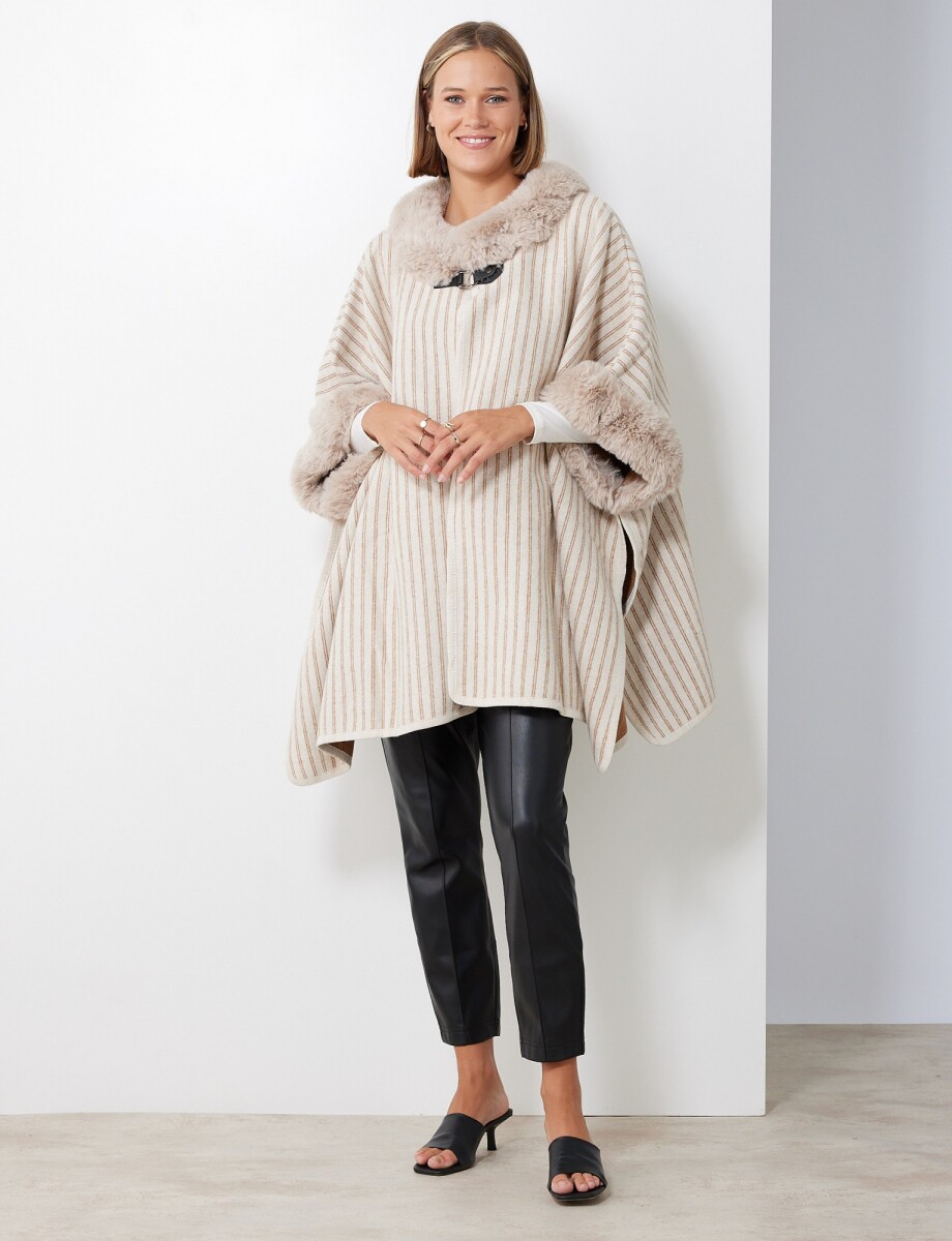 Kimono Faux Fur - Beige/multi 