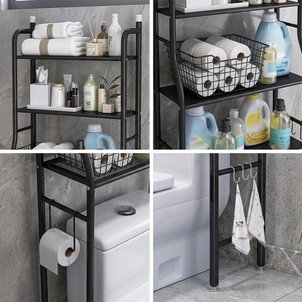 Estantes Armario Mueble Organizador Baño Inodoro Metal Acero Imback Color Negro Estantes Armario Mueble Organizador Baño Inodoro Metal Acero Imback Color Negro
