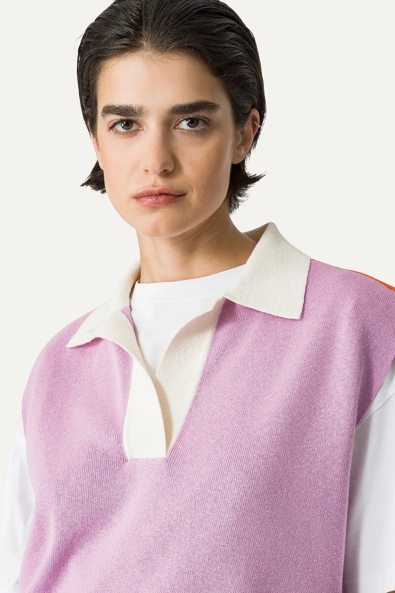 TOP CHALECO TEJIDO Lila