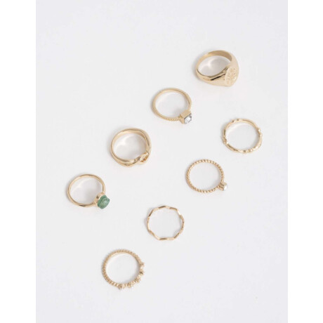 Set De Anillos Con Sello Dorado