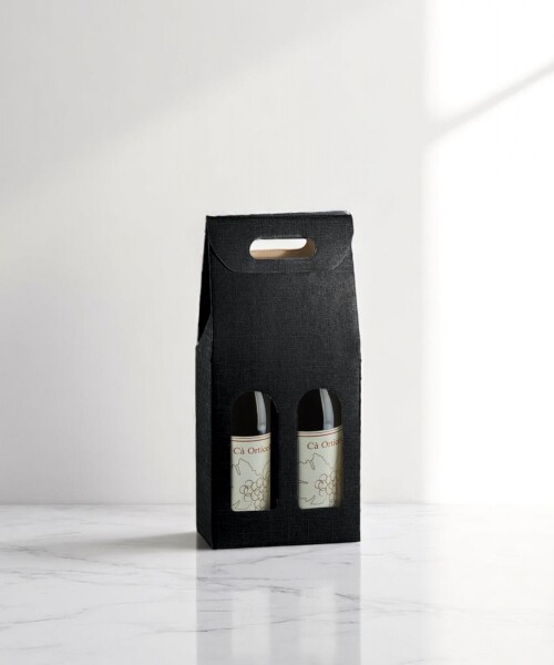Caja c/ventana 2 botellas 18x9x38,5 - 17122 - SETA NERO Caja c/ventana 2 botellas 18x9x38,5 - 17122 - SETA NERO