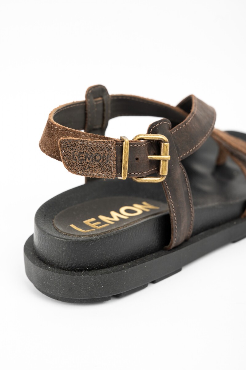 Sandalias De Cuero Tiras Cruzadas Chocolate