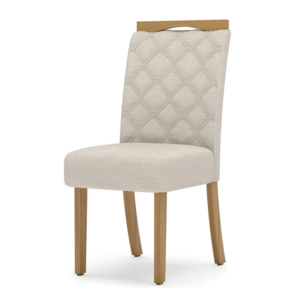 Sillas Tapizadas Comedor Para Mesa Pack De 2 Madera Estructura de la silla Marrón Asiento Beige Diseño de la tela Liso Sillas Tapizadas Comedor Para Mesa Pack De 2 Madera Estructura de la silla Marrón Asiento Beige Diseño de la tela Liso