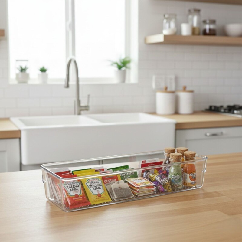 ORGANIZADOR RECT ACRIL TRANSP 23X8X5CM Unica